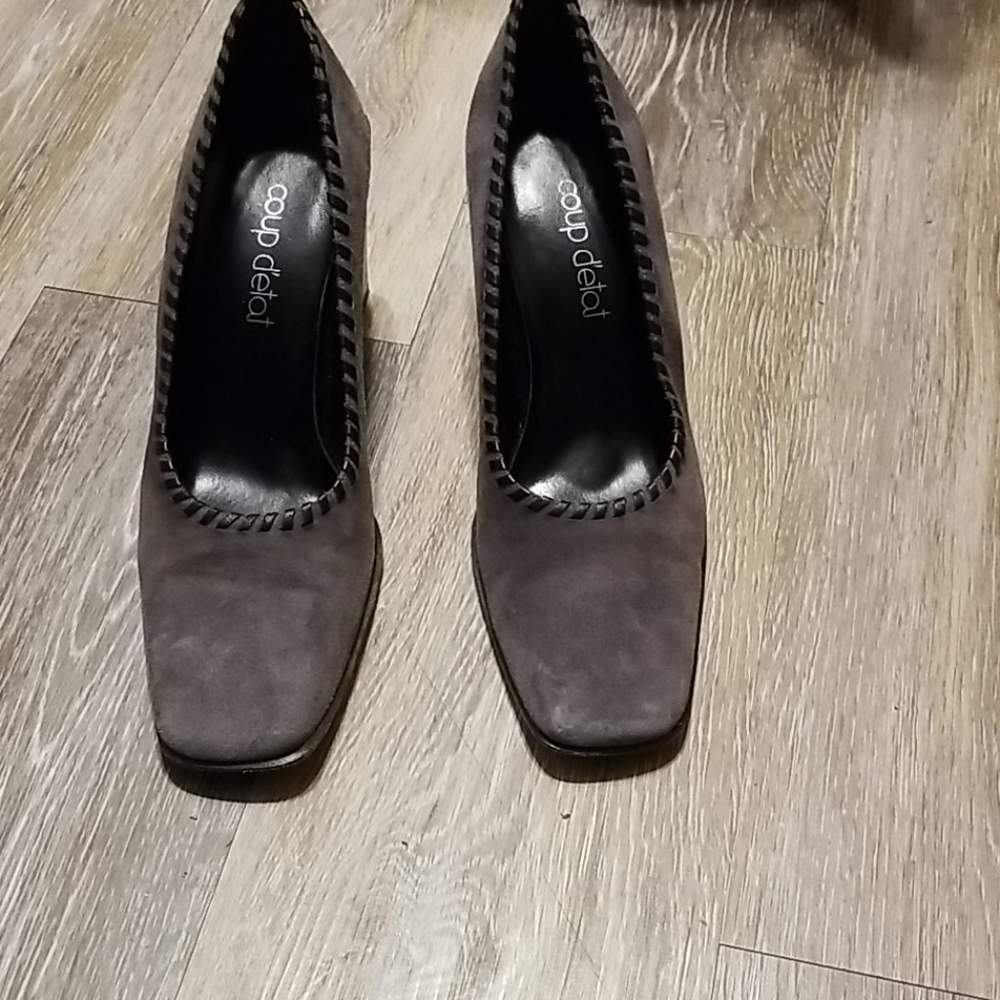 Grey business suede heels